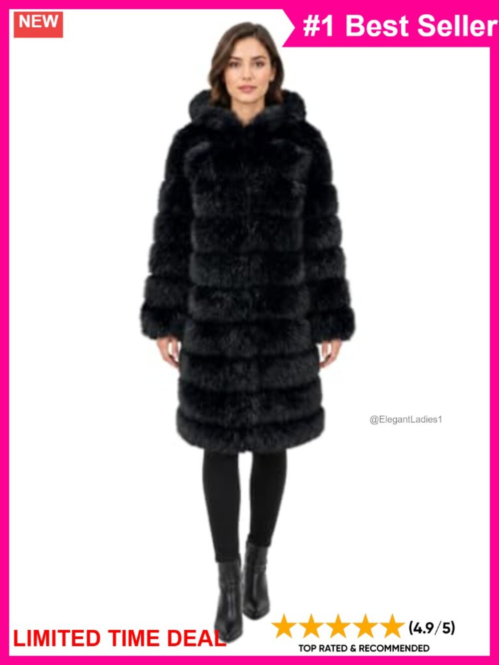 Long Hooded Faux Fur Jacket Full Length Plush Winter Coat Satin Lined